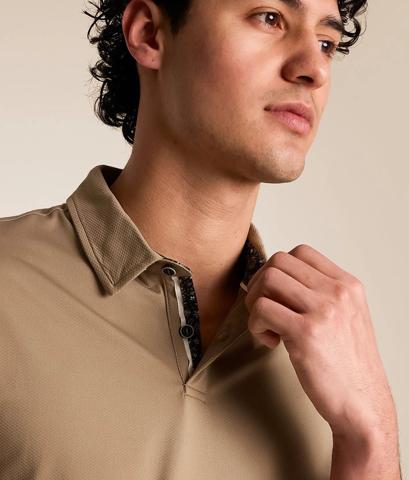 J.B. Holt Textured Performance Polo Timber Wolf Online