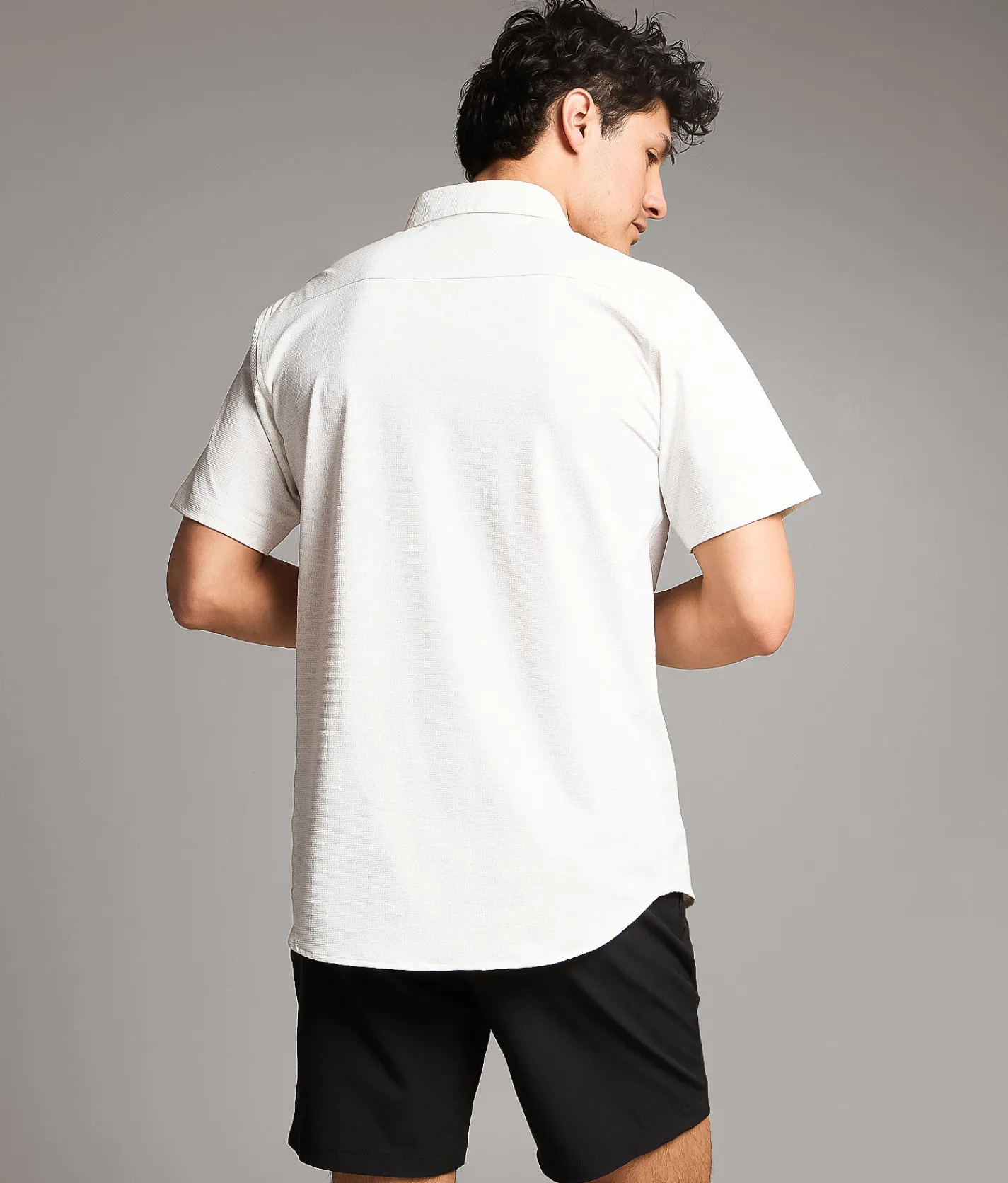 Tops | Maven Co-op Textured Performance Stretch Shirt White Grey