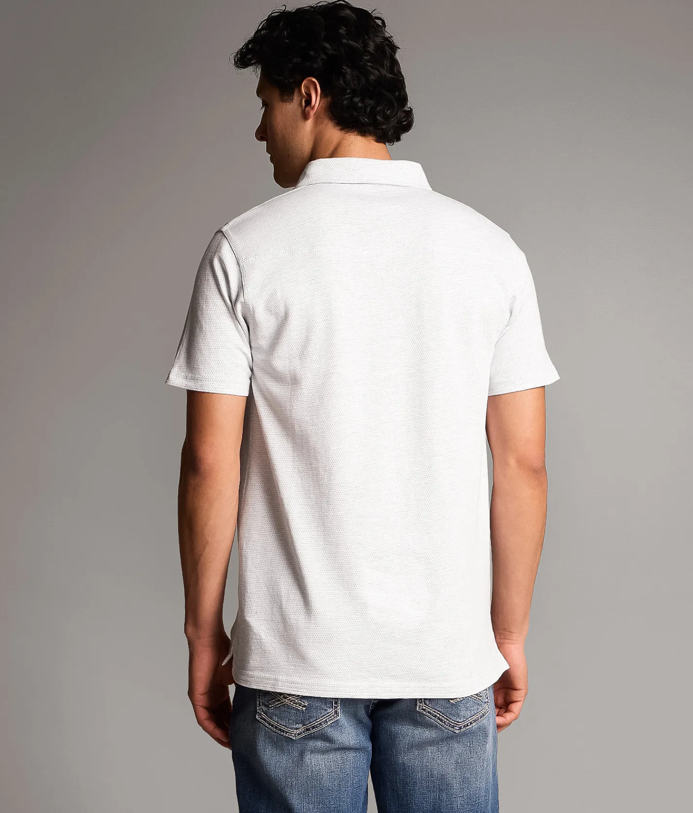 Tops | BKE Textured Polo White Grey