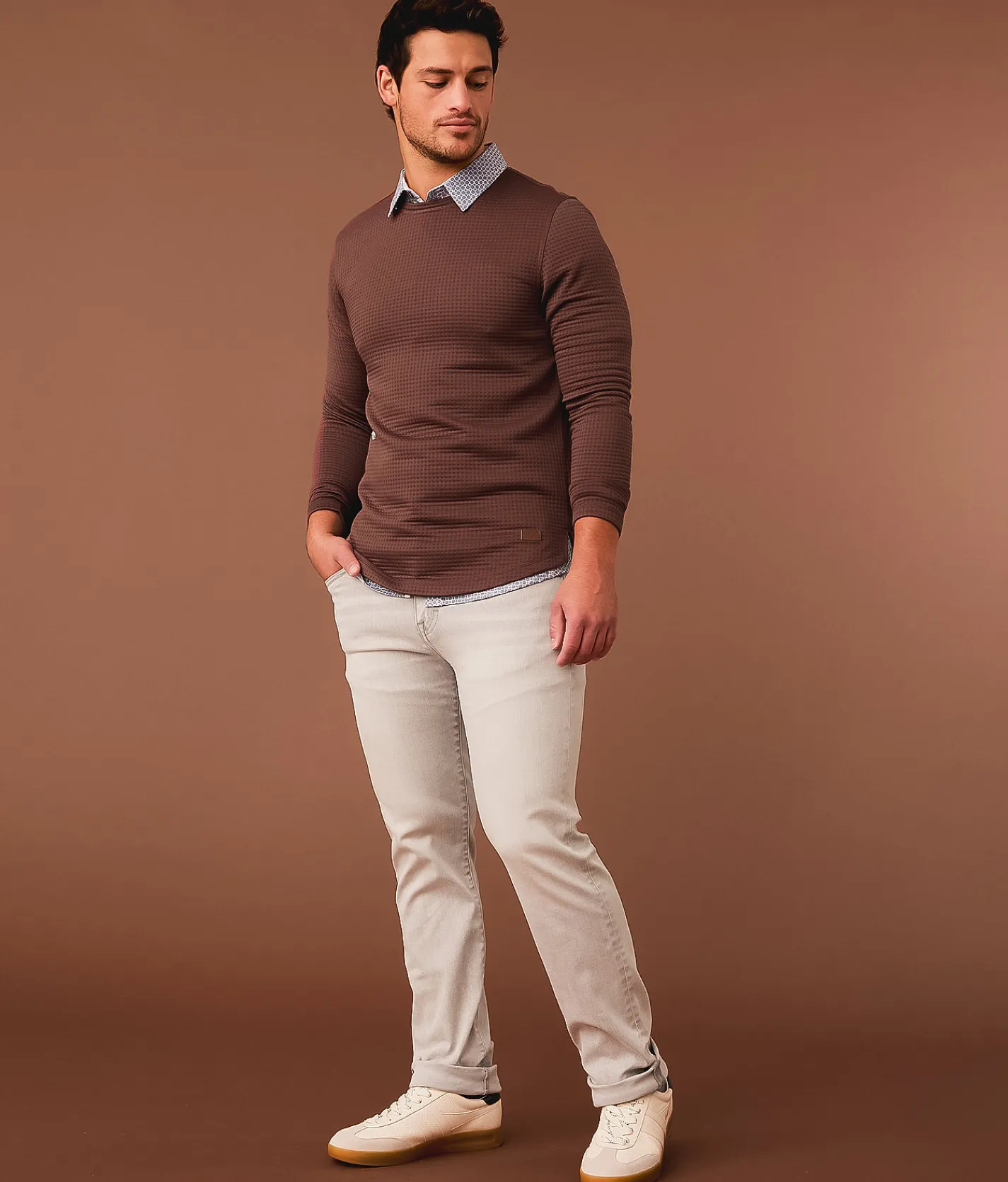 Outpost Makers Textured Pullover Brown Stone Online