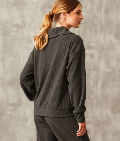 Activewear | Buckle Black Textured Pullover Charcoal