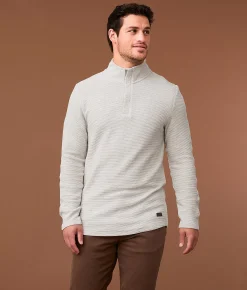 Tops | Outpost Makers Textured Quarter Zip Pullover White Heather