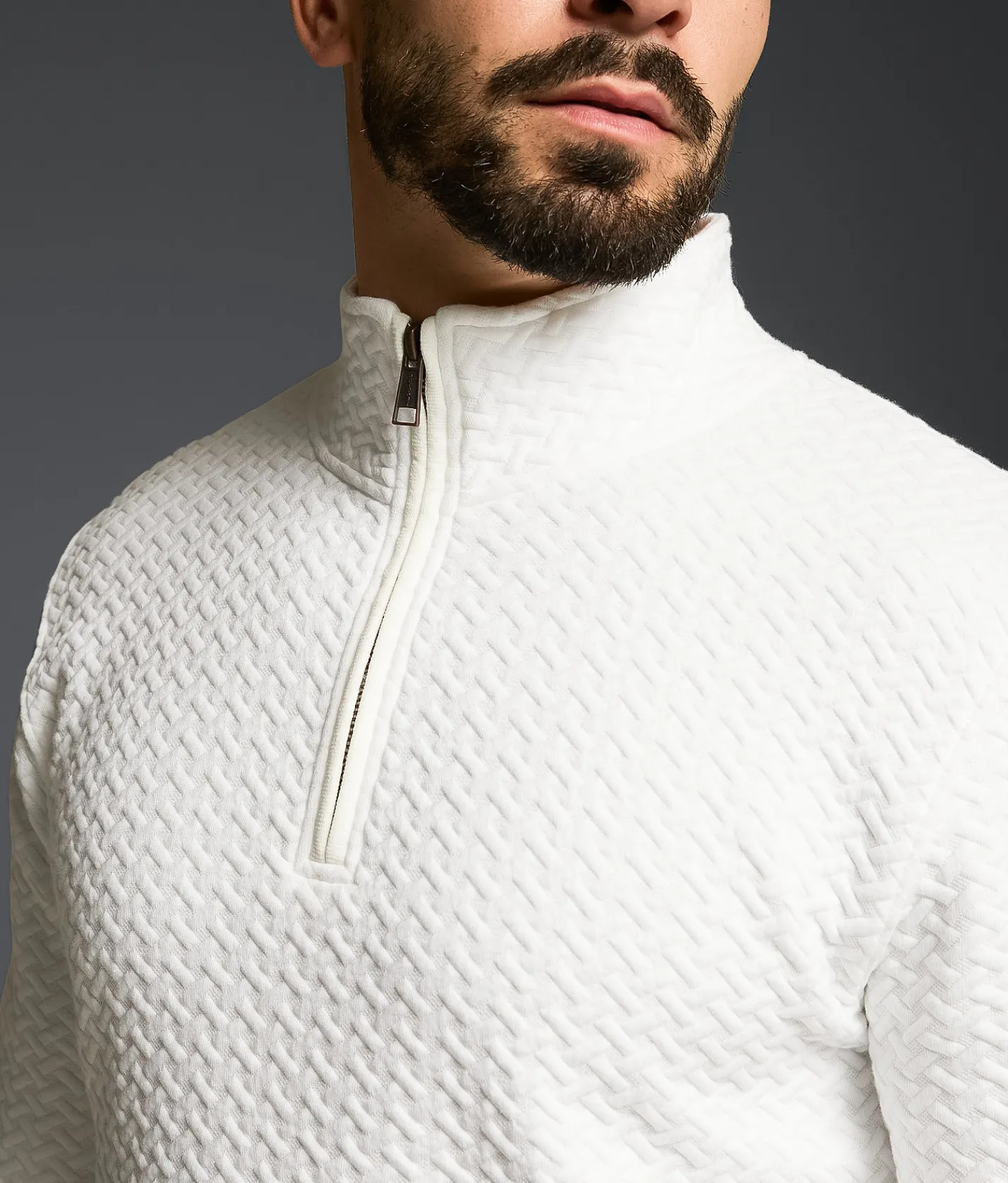Outpost Makers Textured Quarter Zip Pullover White
