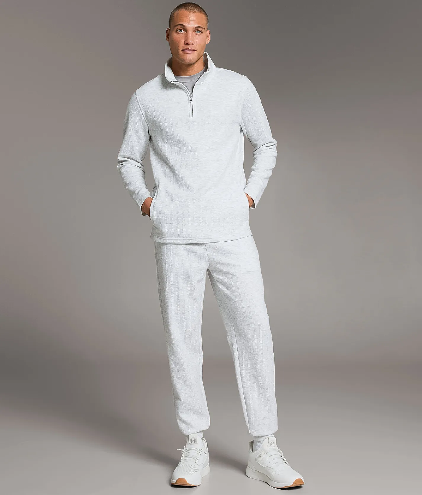 BKE Textured Quarter Zip Pullover Grey Hot