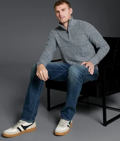Outpost Makers Textured Quarter Zip Sweater Grey