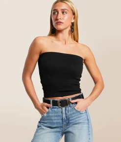 Freshwear Textured Seamless Stretch Tube Top Blazing Orange Discount
