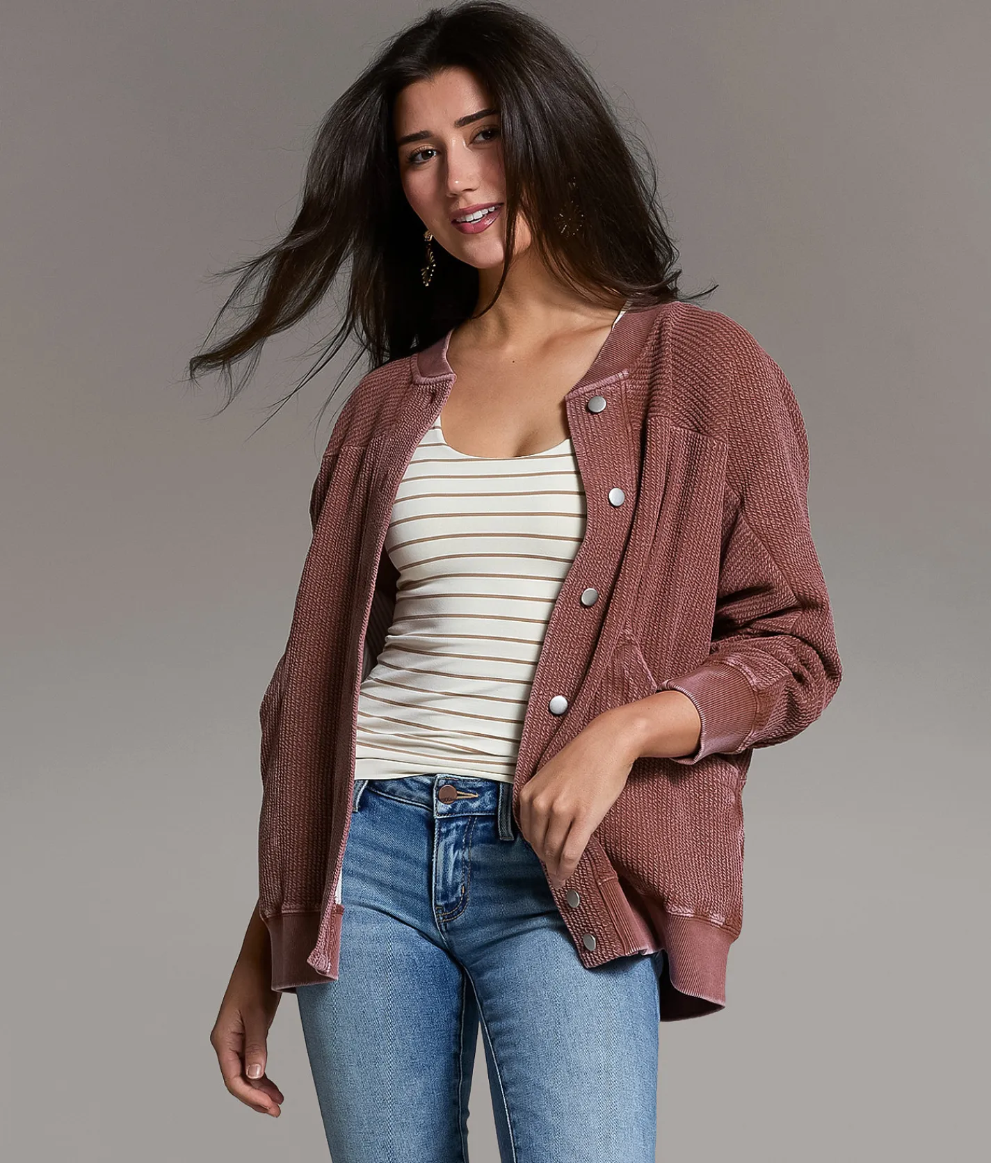 Tops|Coats & Jackets | BKE Textured Shacket Apple Butter