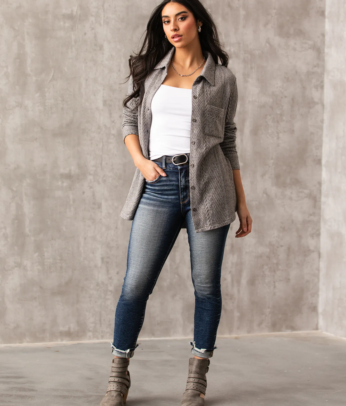 Buckle Black Textured Shacket Bristol Black Online
