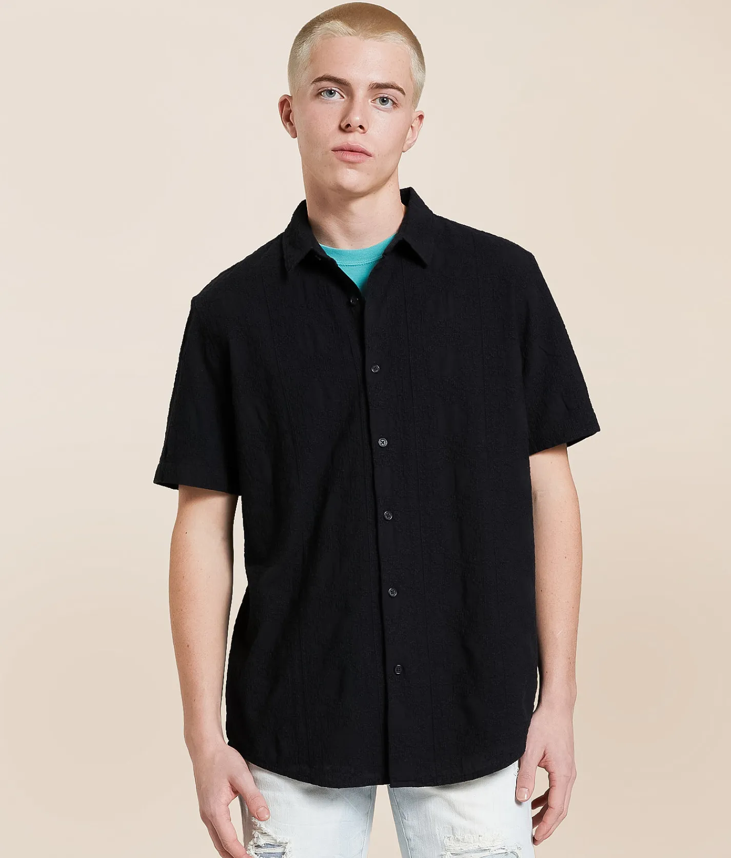 Tops | Nova Industries Textured Shirt Black