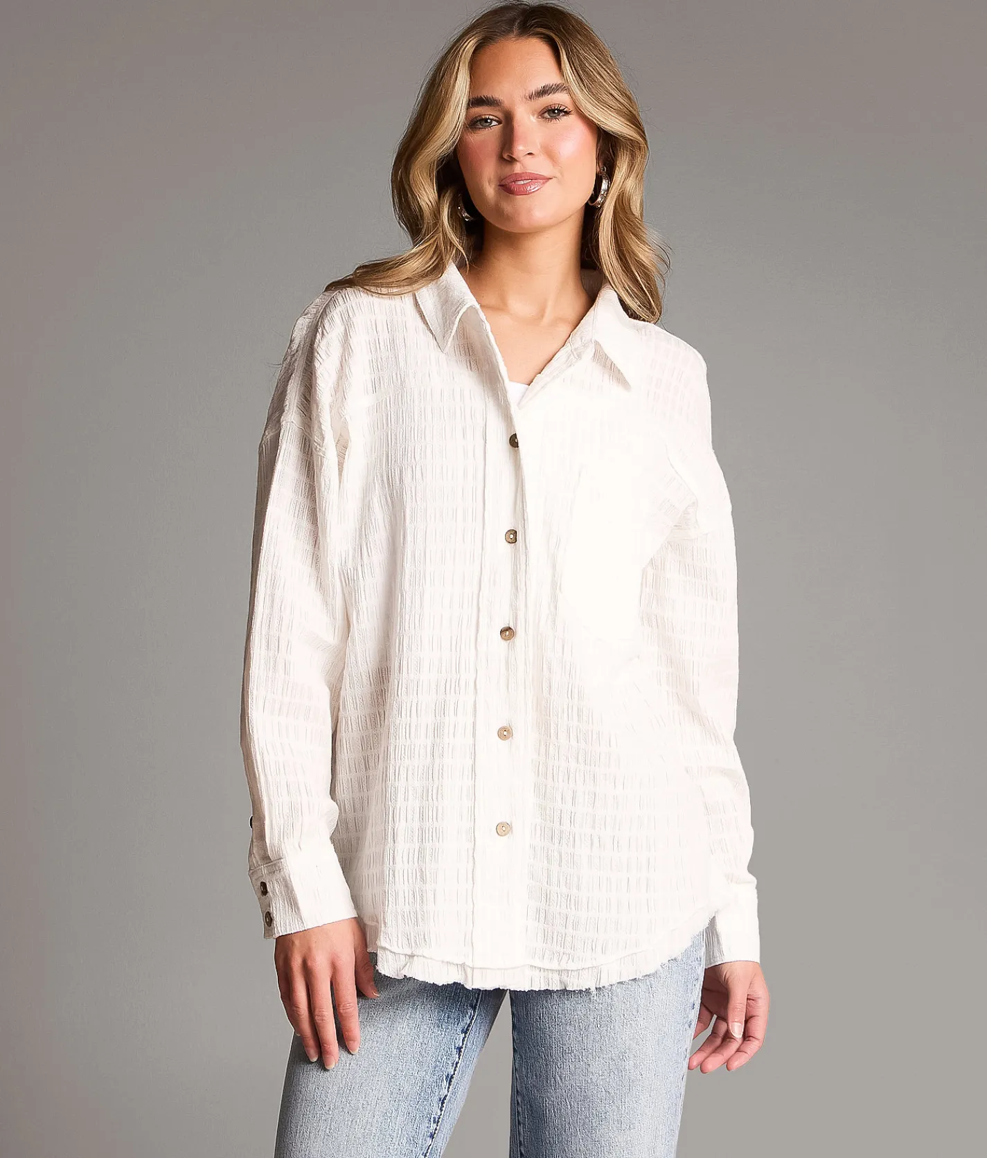 Tops | BKE Textured Shirt White