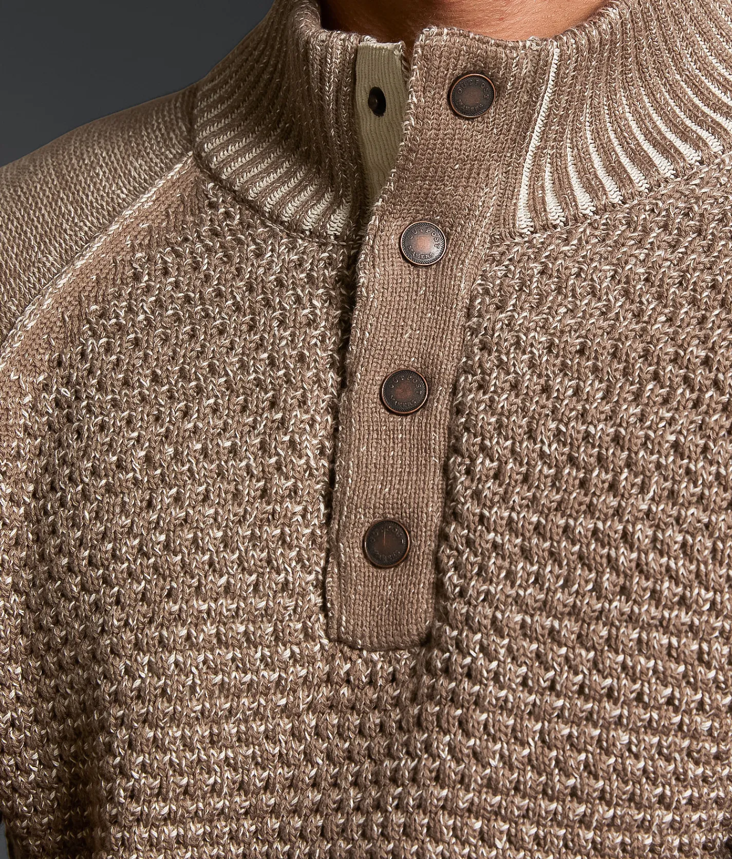 Outpost Makers Textured Snap Henley Sweater Walnut Best