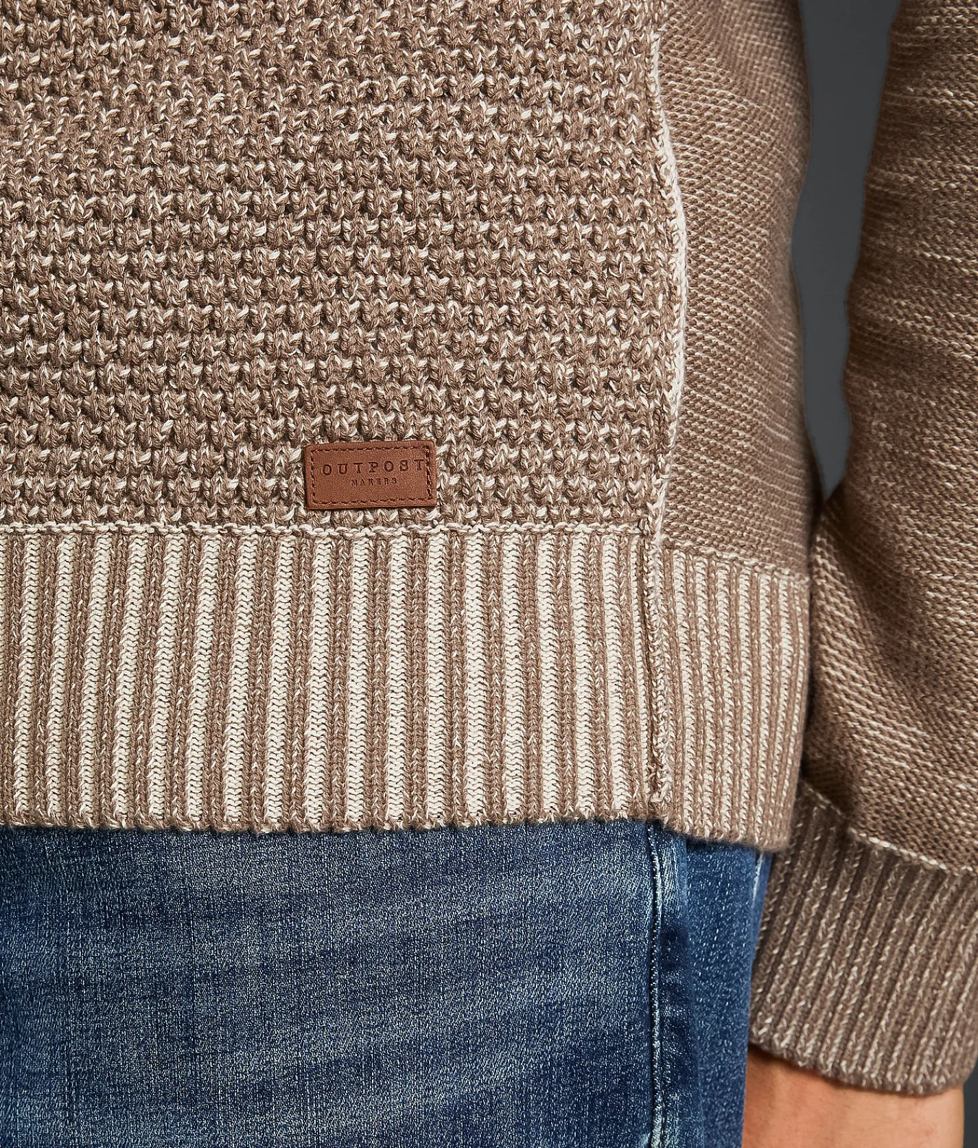 Outpost Makers Textured Snap Henley Sweater Walnut Best