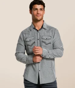 Buckle Black Textured Standard Shirt White Black Best