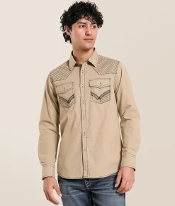 Buckle Black Textured Sdard Shirt Tan Online