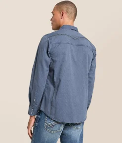 Buckle Black Textured Standard Shirt Blue Hot