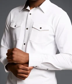 Tops | Outpost Makers Textured Standard Stretch Shirt White