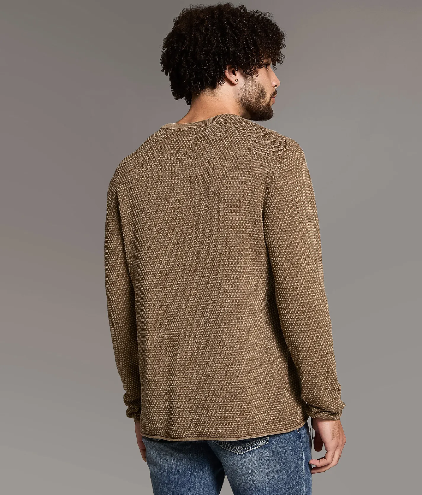 BKE Textured Stonewash Sweater Walnut