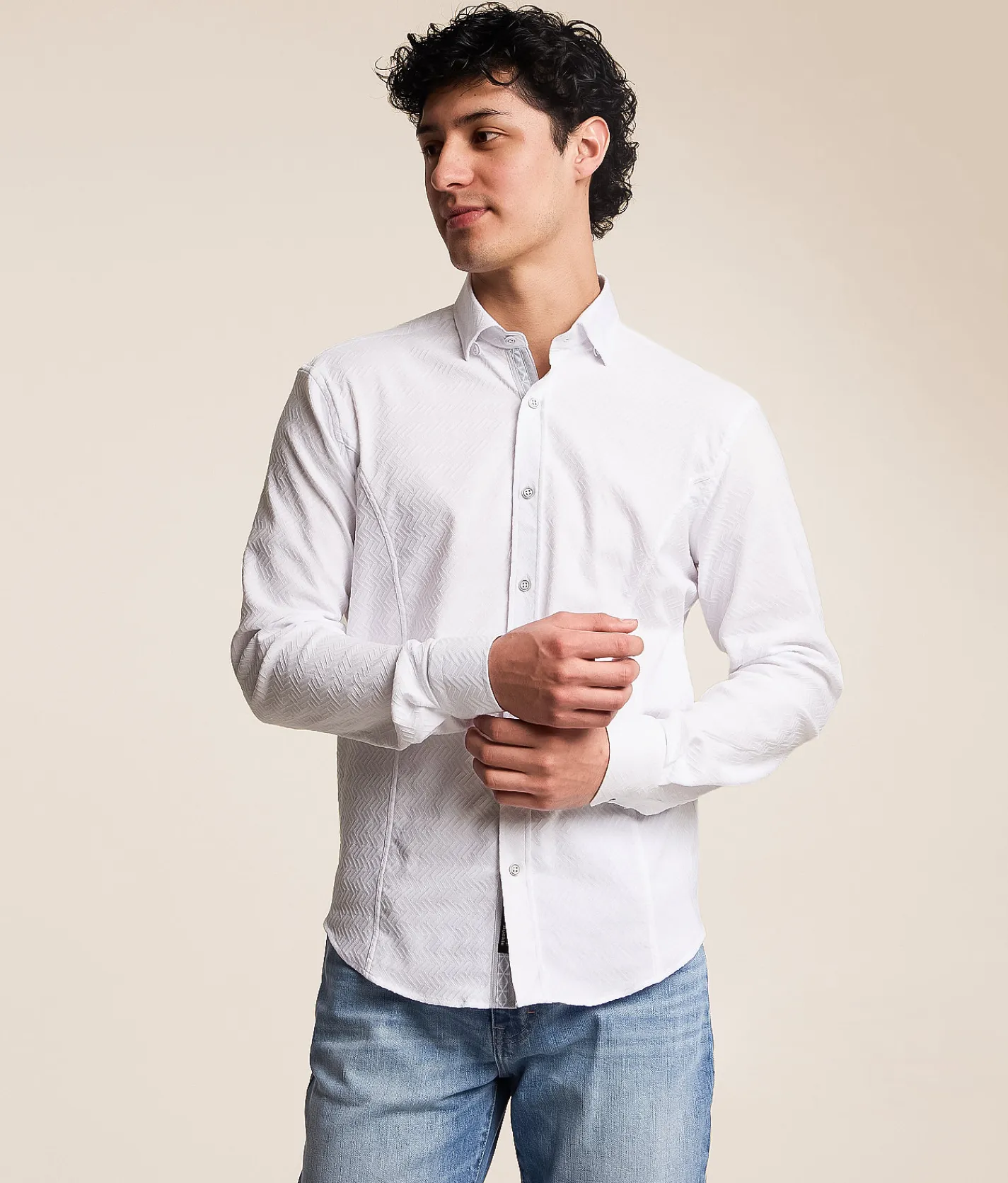 Eight X Textured Stretch Shirt White