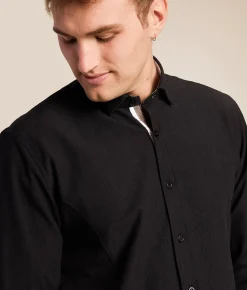 Eight X Textured Stretch Shirt Black New