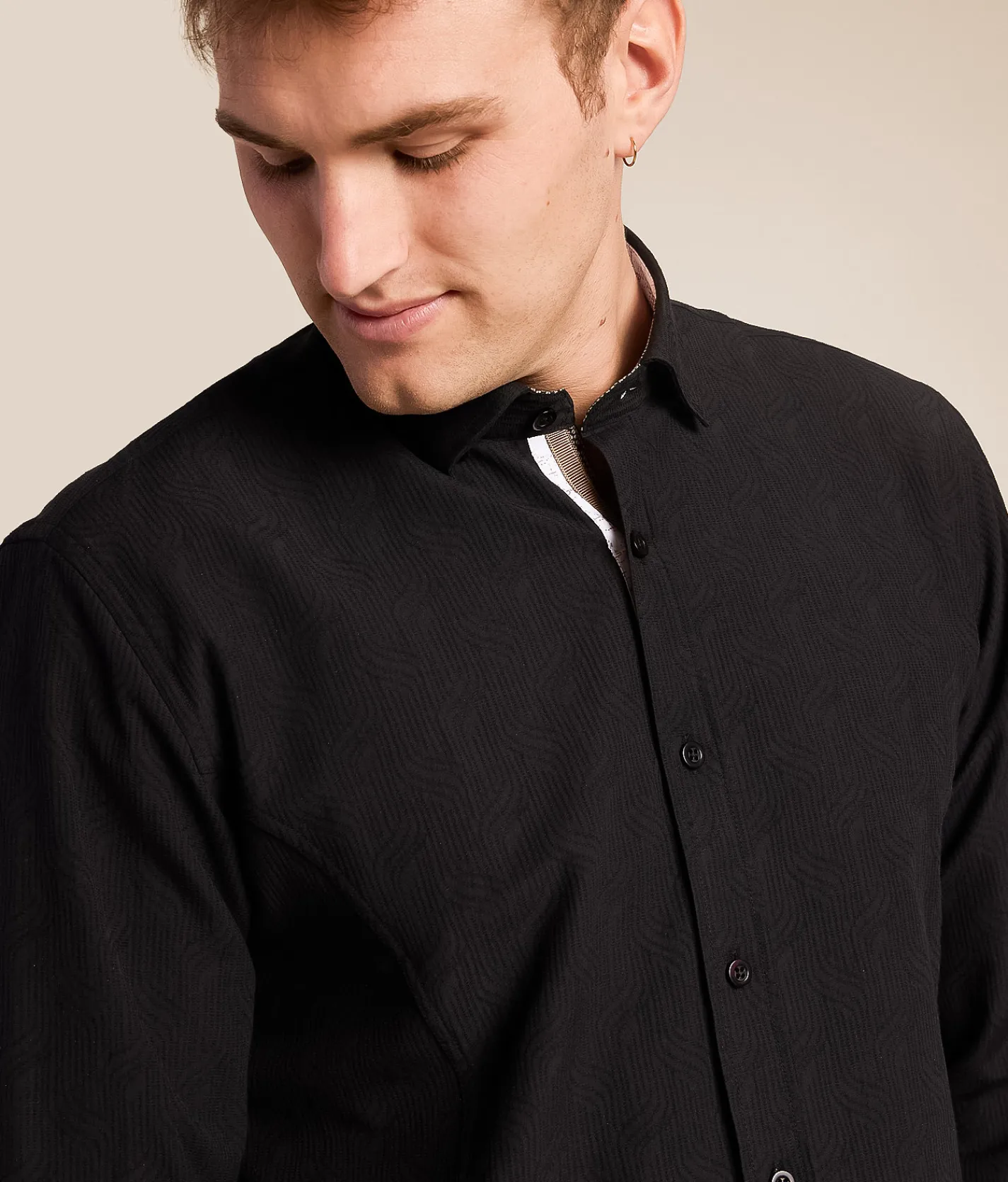 Eight X Textured Stretch Shirt Black New