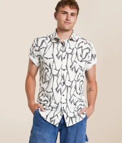 Johnny Q Textured Stretch Shirt White Black
