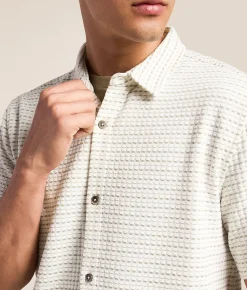 Nova Industries Textured Stripe Shirt White Green Outlet