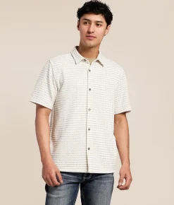 Nova Industries Textured Stripe Shirt White Green Outlet