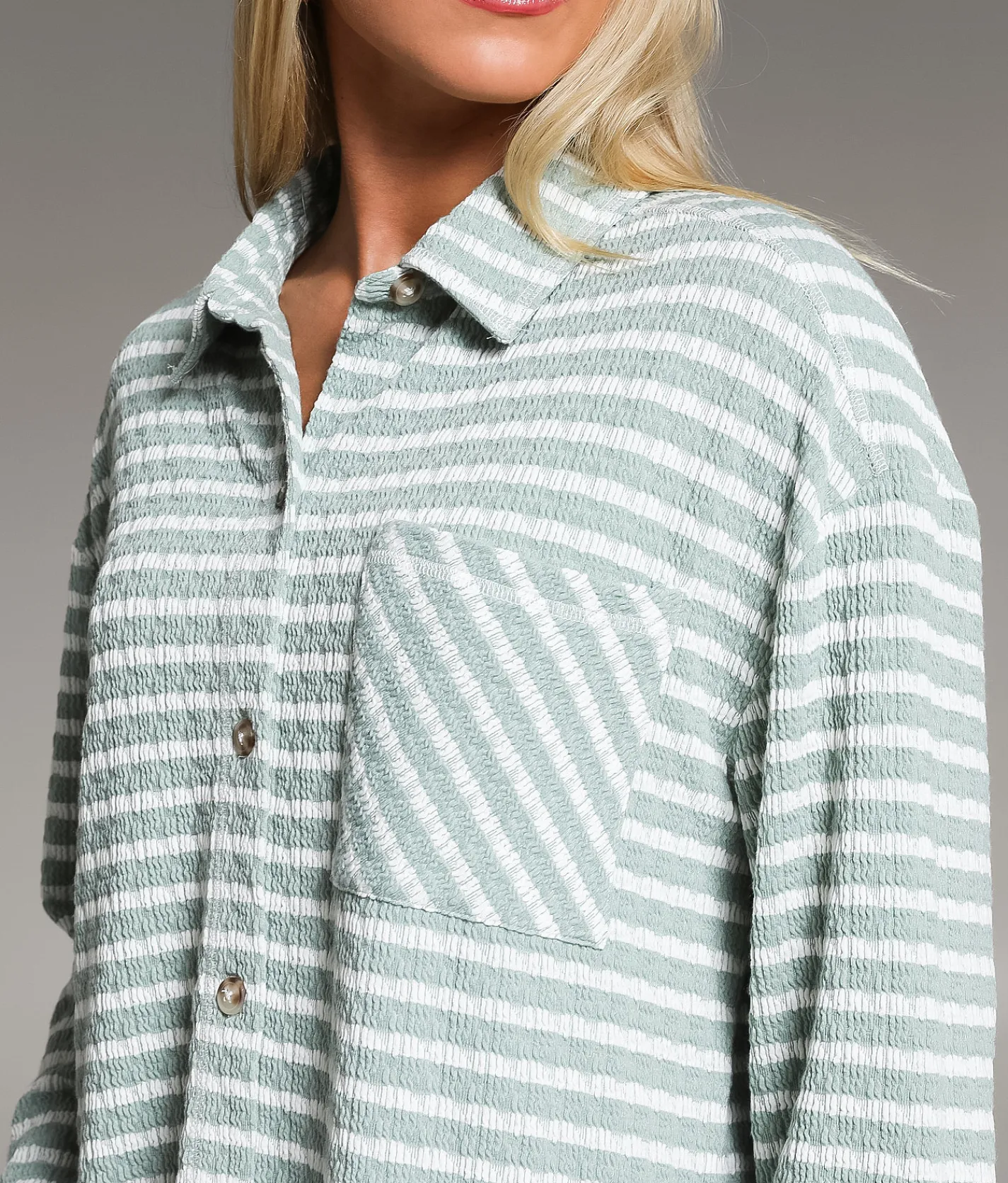 Tops | BKE Textured Stripe Shirt Sage Oat