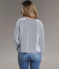 Tops | BKE Textured Stripe Top Charcoal