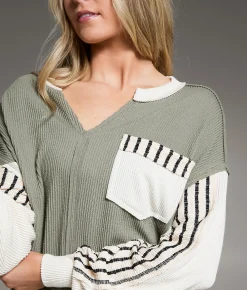Tops | BKE Textured Stripe Top Vetiver