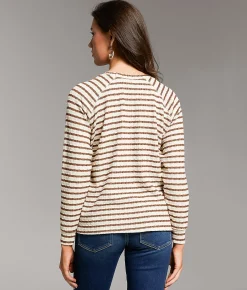 Tops | BKE Textured Stripe Top Cream Meerkat