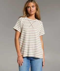 BKE Textured Stripe Top Cream Sage New