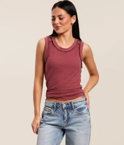 Tops | Gilded Intent Textured Tank Top Burgundy