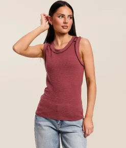 Tops | Gilded Intent Textured Tank Top Burgundy