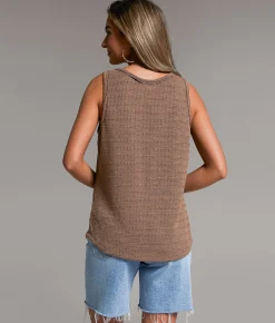 Tops | BKE Textured Tank Top Washed Brown