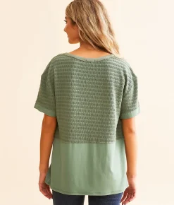 Tops | BKE Textured Top Sea Spray