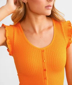 Tops | FITZ + EDDI Textured Top Orange