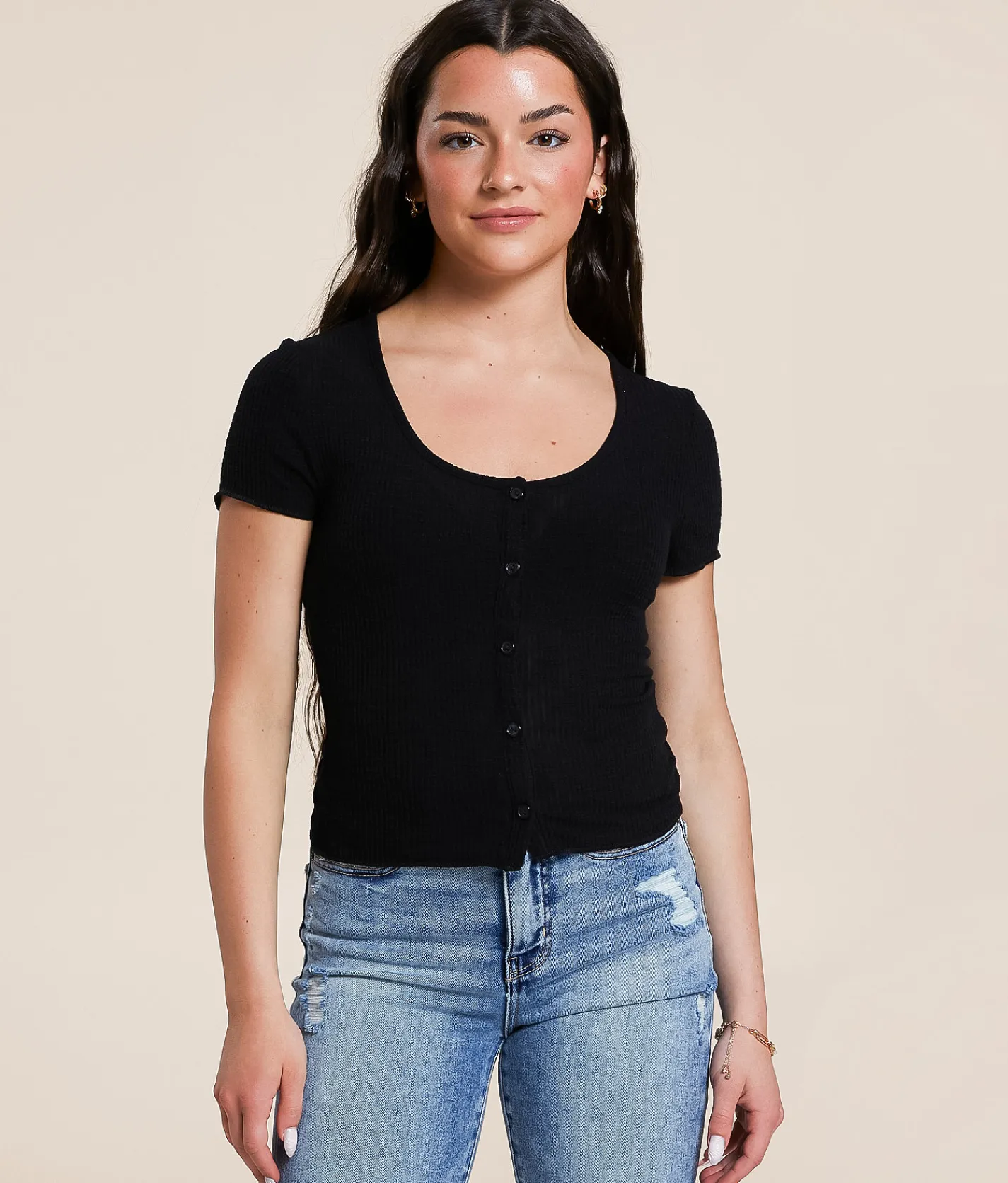 Tops | FITZ + EDDI Textured Top Black