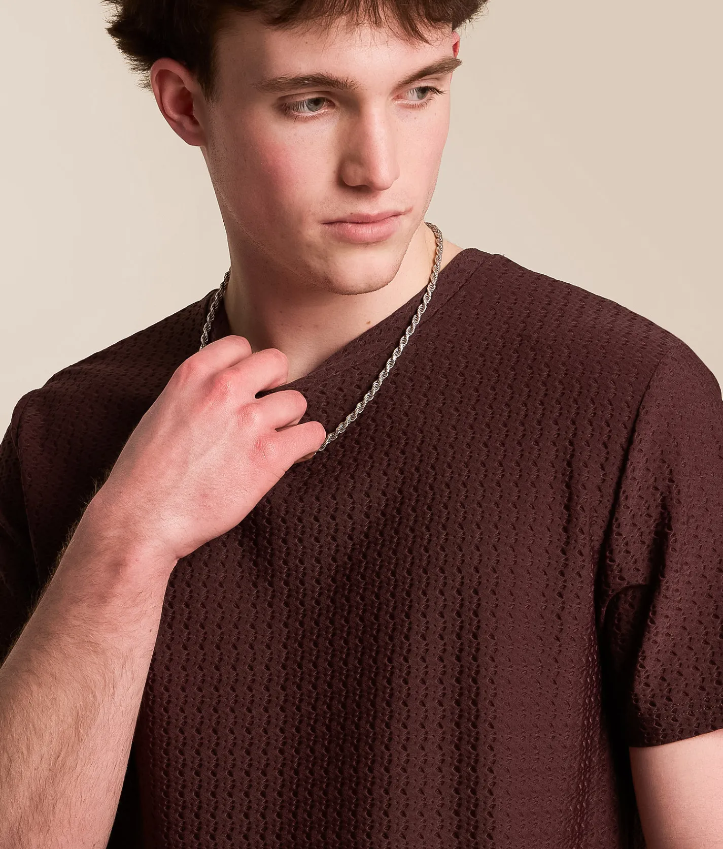 Tops | Nova Industries Textured T-Shirt Raisin