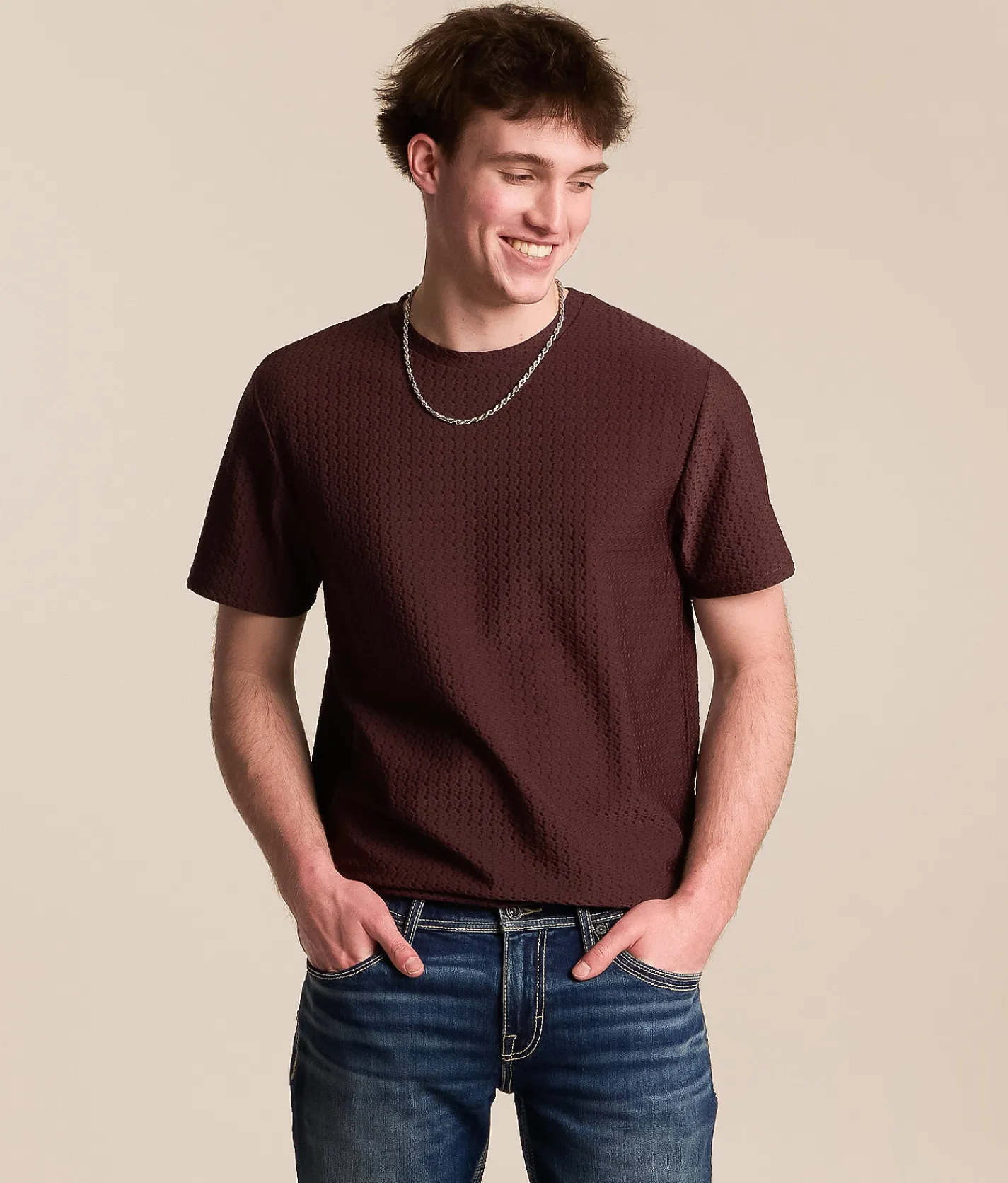 Tops | Nova Industries Textured T-Shirt Raisin