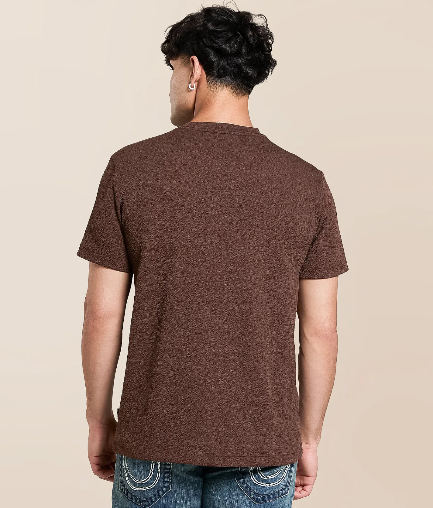 Nova Industries Textured T-Shirt Brown Hot