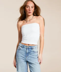Freshwear Textured Tube Top Taupe Sale