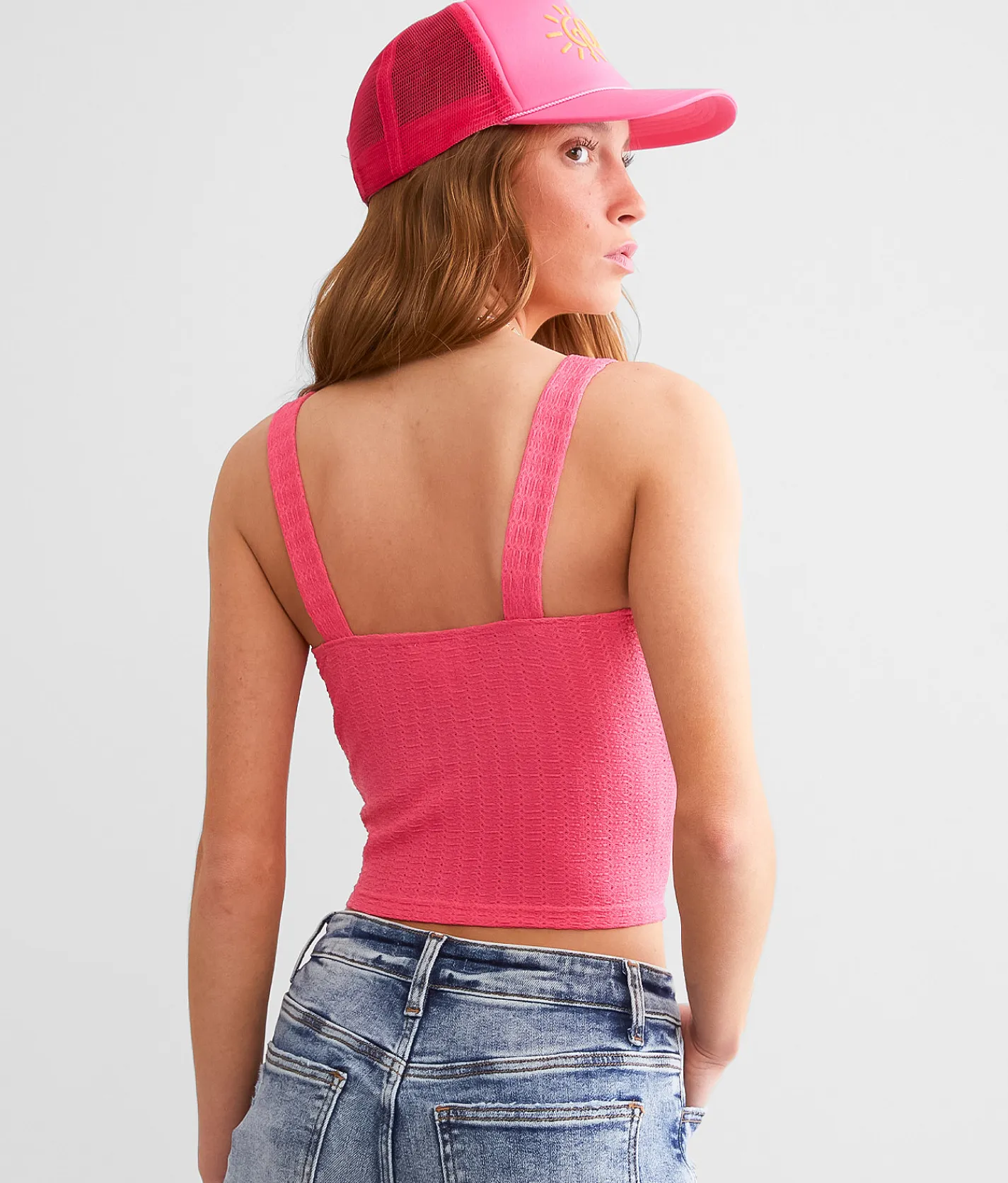 Tops | Willow & Root Textured U-Wire Cropped Tank Top Honeysuckle
