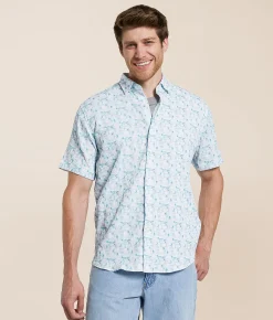 Johnny Q Textured Wave Stretch Shirt Turquoise Clearance
