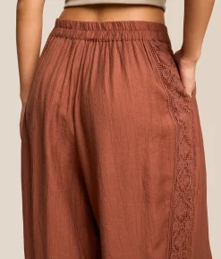Bottoms | Willow & Root Textured Wide Leg Pant Rose Brown