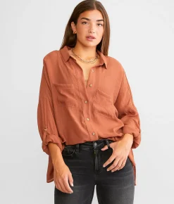 Hyfve Textured Woven Blouse Ivory Cream Clearance