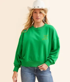 Wrangler® x Lainey Wilson Thank Ya Friend Pullover Fern Green Hot