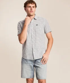 RVCA That'll Do Seersucker Shirt Vintage Navy
