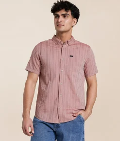 Tops | RVCA That'll Do Striped Stretch Shirt Pale Mauve