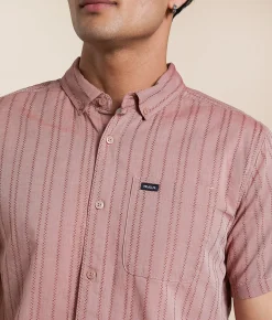 Tops | RVCA That'll Do Striped Stretch Shirt Pale Mauve